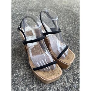 Dolce Vita Jodie Sandals Women's 8.5 Black Strappy Platform Cork Heels